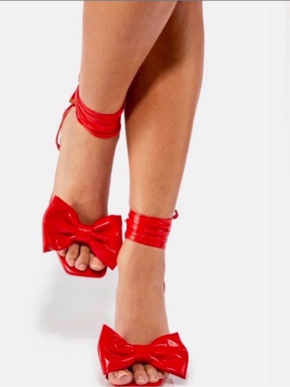 DOLLS KILL Red Coquette Ankle Wrap Stiletto Heels Size 9 NWT - Picture 5 of 10
